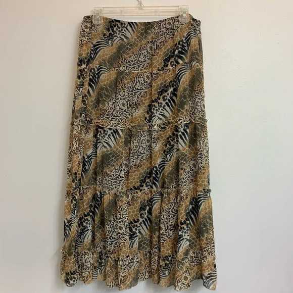 Notations Cheetah Animal Print Midi Skirt Large - Picture 2 of 6